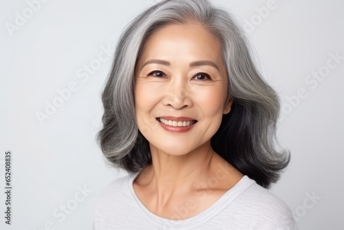 Senior Asian woman with grey hair