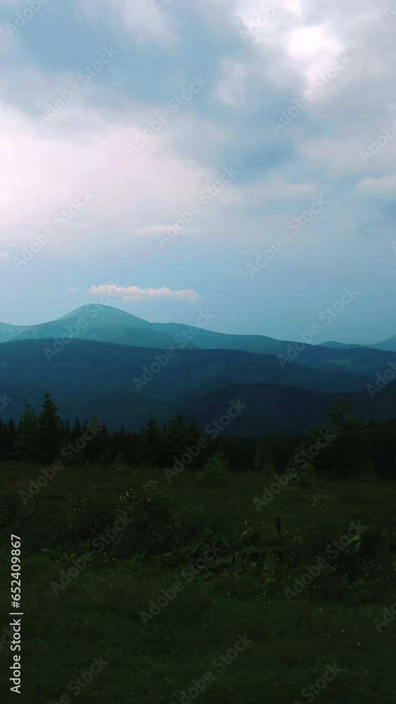 landscape in the Carpathian mountains, the sky before a thunderstorm, rain is coming, dark, storm clouds, silhouettes, fog landscape in the Carpathian mountains, the sky before a thunderstorm, rain is coming, dark, storm clouds, silhouettes, fog