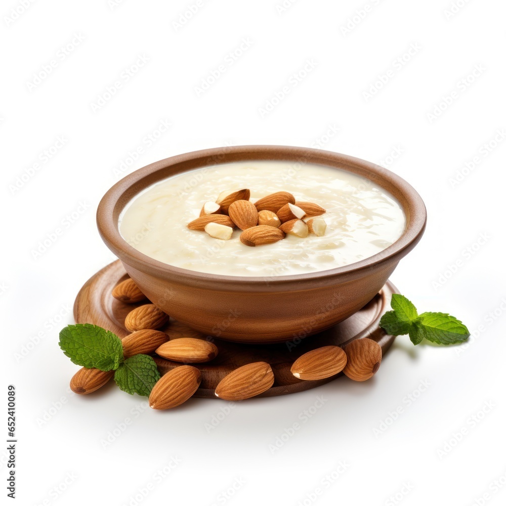 Almond Kheer's decadence isolated against white Almond Kheer's decadence isolated against white