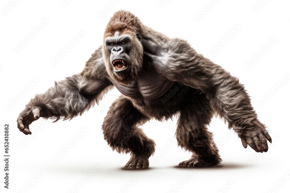a gorilla isolated on white background in studio shoot a gorilla isolated on white background in studio shoot