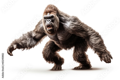 a gorilla isolated on white background in studio shoot