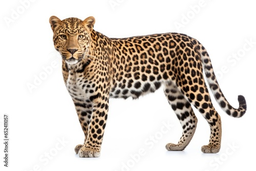 a leopard isolated on white background in studio shoot #652411057
