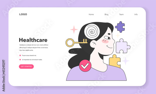 Mental wellbeing or health web banner or landing page. Calm and optimistic