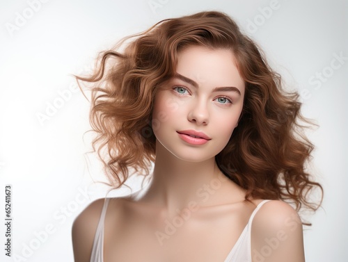 Girl reflecting the positive results of beauty products, embodying elegance and confidence