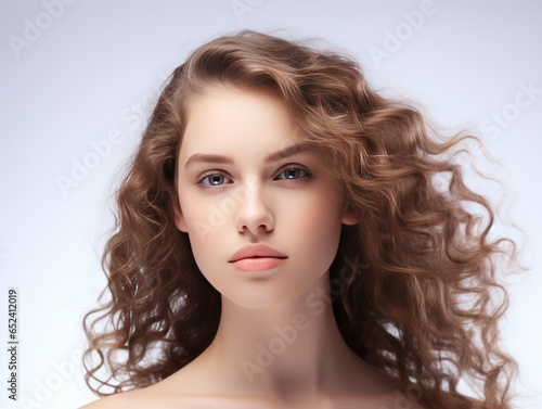 Young woman's beauty enhanced by products, her grace and confidence symbolizing the benefits of skin care and radiance