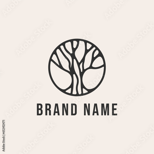 Tree Roots Line art logo designs vector