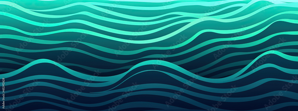 Ripples Lake ocean water wave. Blue, teal, calm cartoon river ripples illustration for pool swim party or lake camping, ocean beach travel. Web banner, backdrop, background graphic. Generative AI