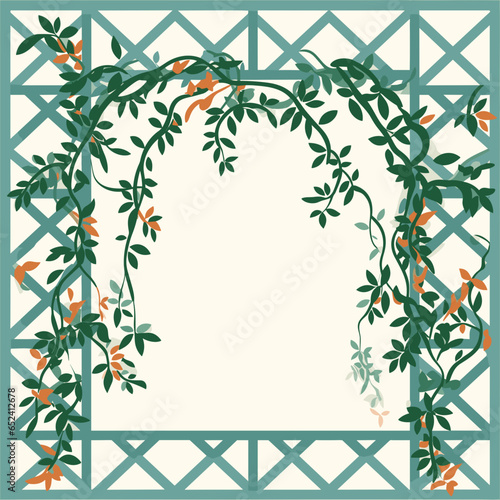 Trellises and arbors pattern, background, hand-drawn cartoon flat art Illustrations in minimalist vector style
