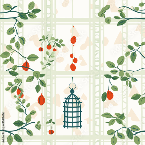 Trellises and arbors pattern, background, hand-drawn cartoon flat art Illustrations in minimalist vector style