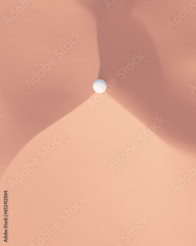 Foto White sphere peach desert dunes blue sky boulder Sisyphus accomplishment concept