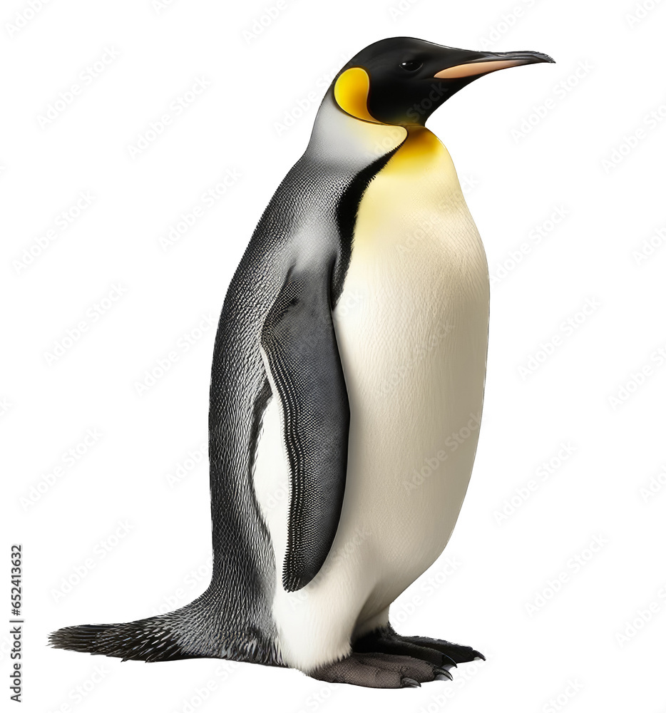 Fototapeta premium Emperor Penguin bird isolated on transparent background. Concept of wildlife.