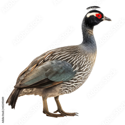 Gray-necked Rockfowl bird isolated on transparent background. Concept of wildlife.