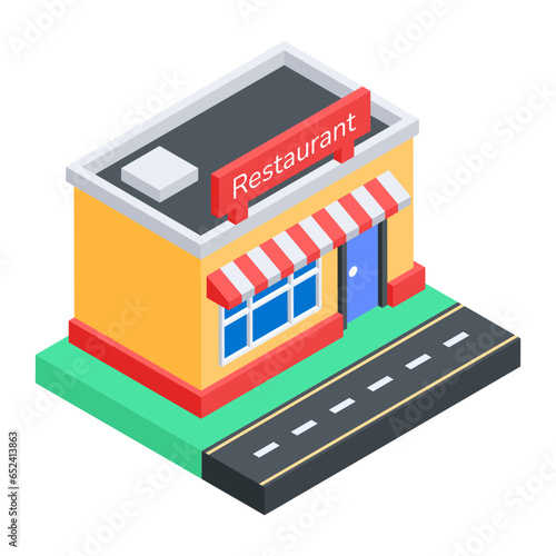 Food Serving and Restaurant Accessories Isometric Icons


