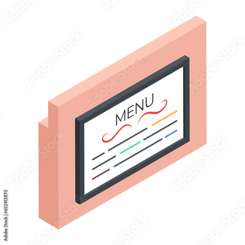 Food Serving and Restaurant Accessories Isometric Icons

