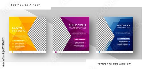 Learn business conference marketing strategies live webinar banner invitation and social media post template.