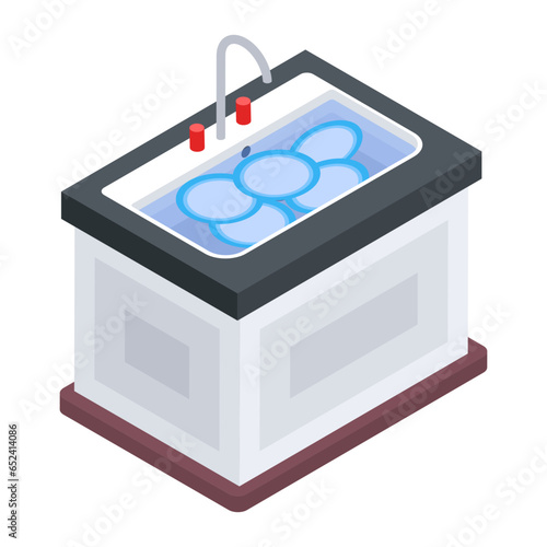 Food Serving and Restaurant Accessories Isometric Icons

