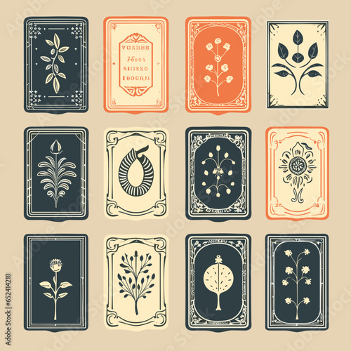 Antique book cover designs pattern, background, hand-drawn cartoon flat art Illustrations in minimalist vector style