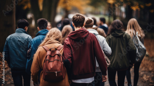 Young walking people outside