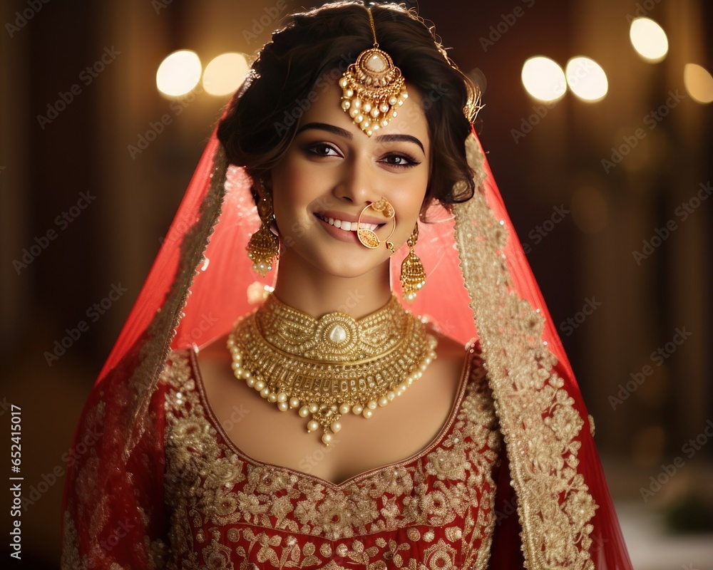 Grace and tradition of Marwari bride in red and gold lehenga on her wedding day
