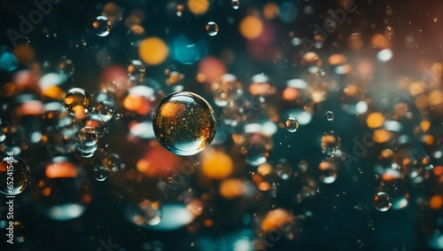 abstract background with bubbles, drops of water on a glass