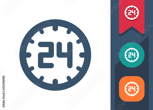Around The Clock Icon. 24 hours, 24-7