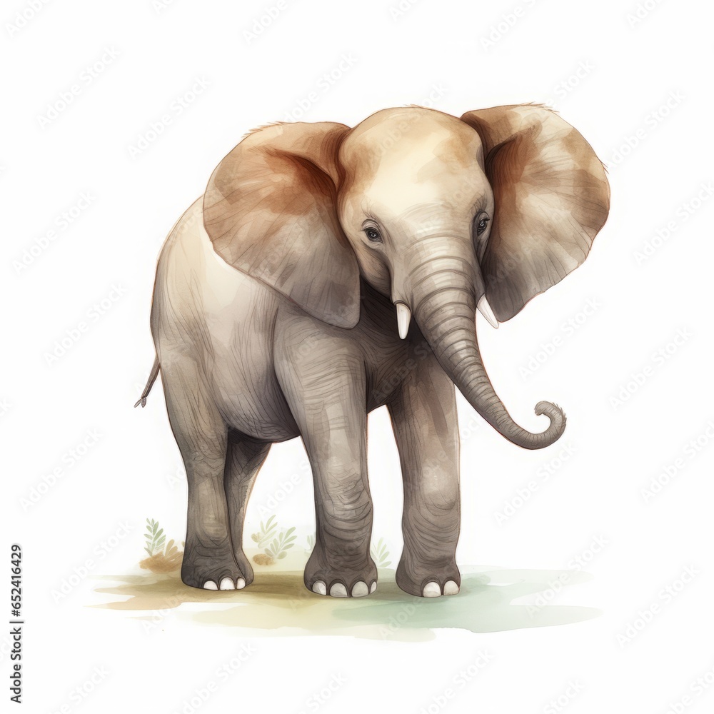 Fototapeta premium elephant cartoon drawing on white background.