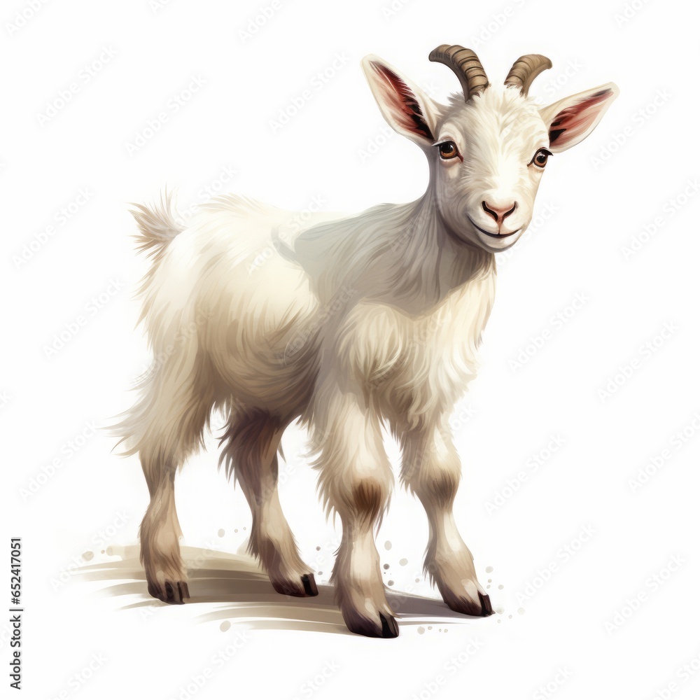 Fototapeta premium goat color cartoon drawing on white background.