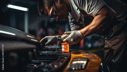 person working on a car photo