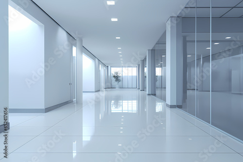corridor with an empty hallway in the style of blurred landscapes