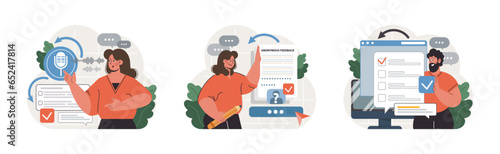 Public opinion polling set. Character participation in an online