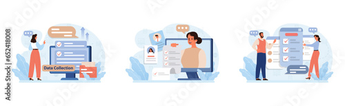Public opinion polling set. Character participation in an online