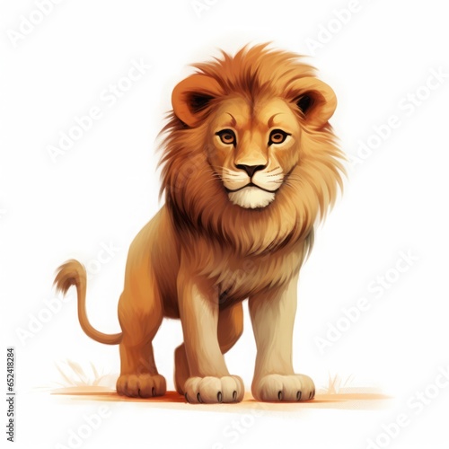 lion color cartoon drawing on white background.