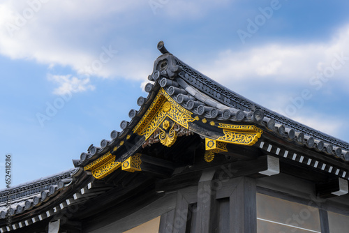 Beautiful Japanese castle architecture in Kyoto, Japan.,