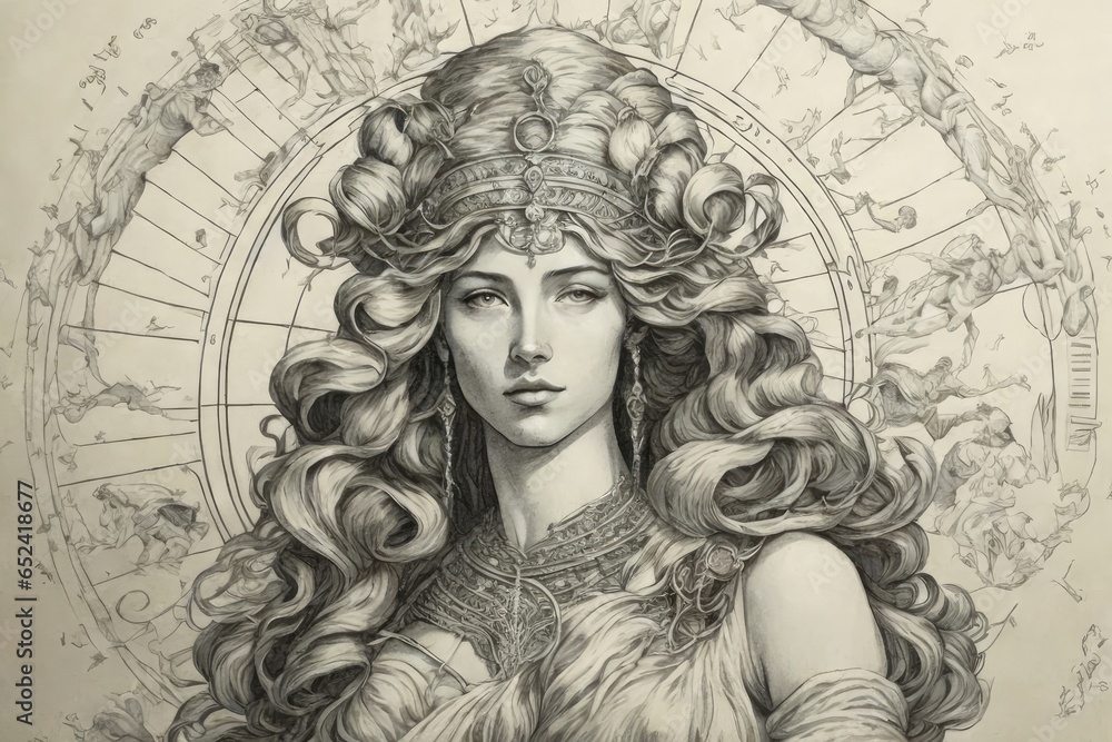 Astrology, spiritual woman illustration