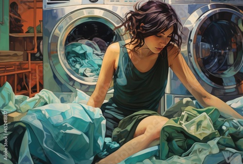 Young woman with laundry