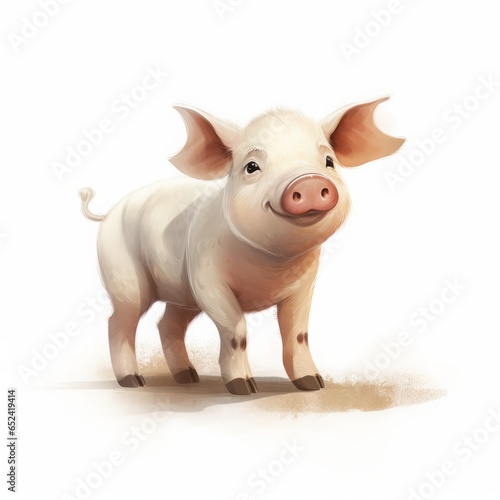 pig cartoon drawing on white background.