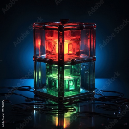 cube shaped fluorescent tube tintype  photo