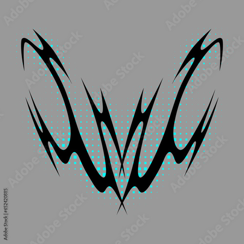 Cyber sigilism design. Neo tribal gothic style tattoo.