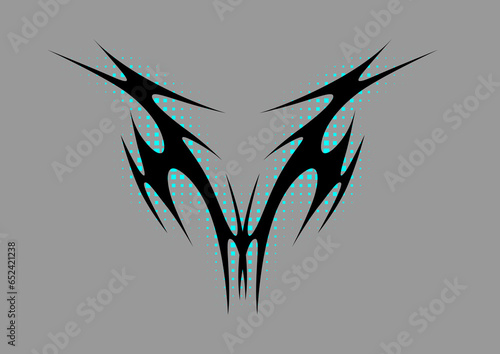 Cyber sigilism design. Neo tribal gothic style tattoo.