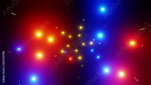 Abstract flickering emergency lights red and blue laser overlay 3d render. Disco ball, dance vj loop for festival, nightclub, neon party, dj set