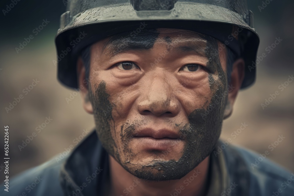 Asian miner face worker. Generate Ai Asian miner face worker. Generate Ai