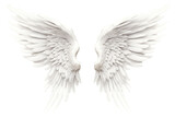Angelic White Feather Wings Isolated on Transparent Background Generative AI