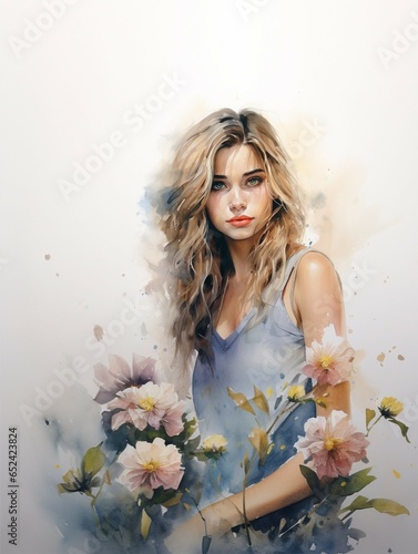 Portrait work with watercolor