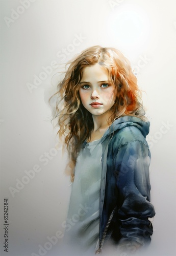 Portrait work with watercolor