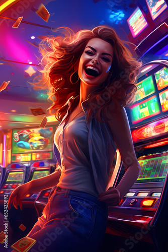 Illustration of entertainment and gambling in a luxury casino photo