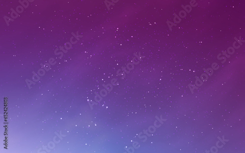 Purple sky. Magic cosmic clouds with stars. Color gradient with constellations. Fantasy wallpaper with northern lights. Soft space texture. Vector illustration.