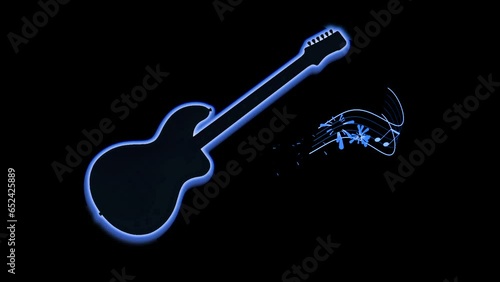 Glowing guitar silhouette animation