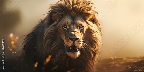 portrait of lion, cinematic photography