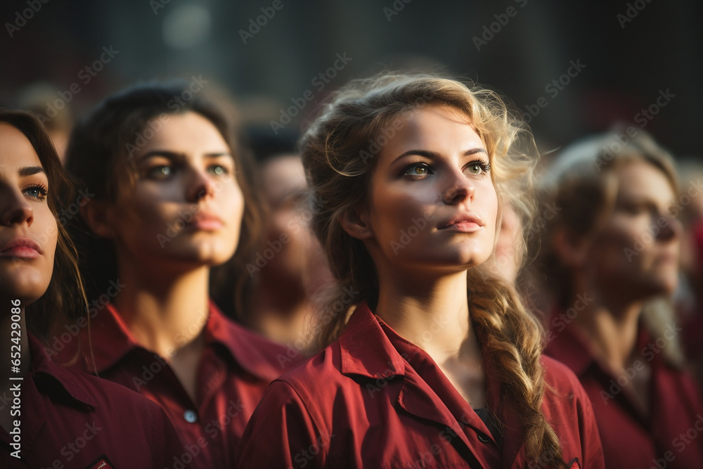 Junge Frauen beim Apell