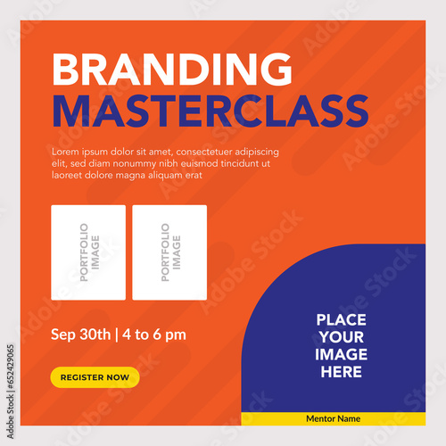 Social media post design square banner for ads masterclass